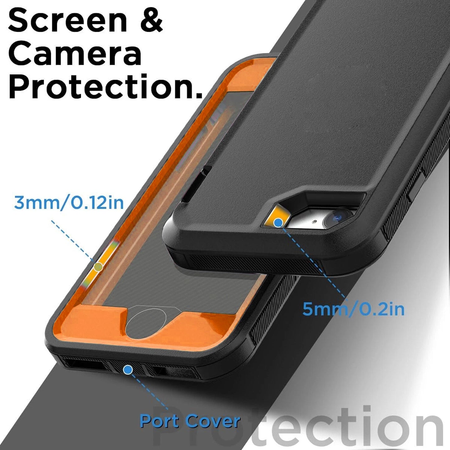 For iPhone SE Case /8/7 Plus/6S Phone Cover Shockproof Heavy Duty + Screen Glass