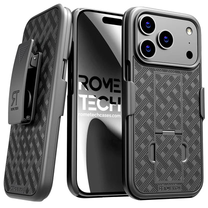 Heavy-Duty Holster Belt Clip Case for iPhone 17 Pro Max, 17 Pro & 17 Air - Rugged Protection with Built-in Kickstand