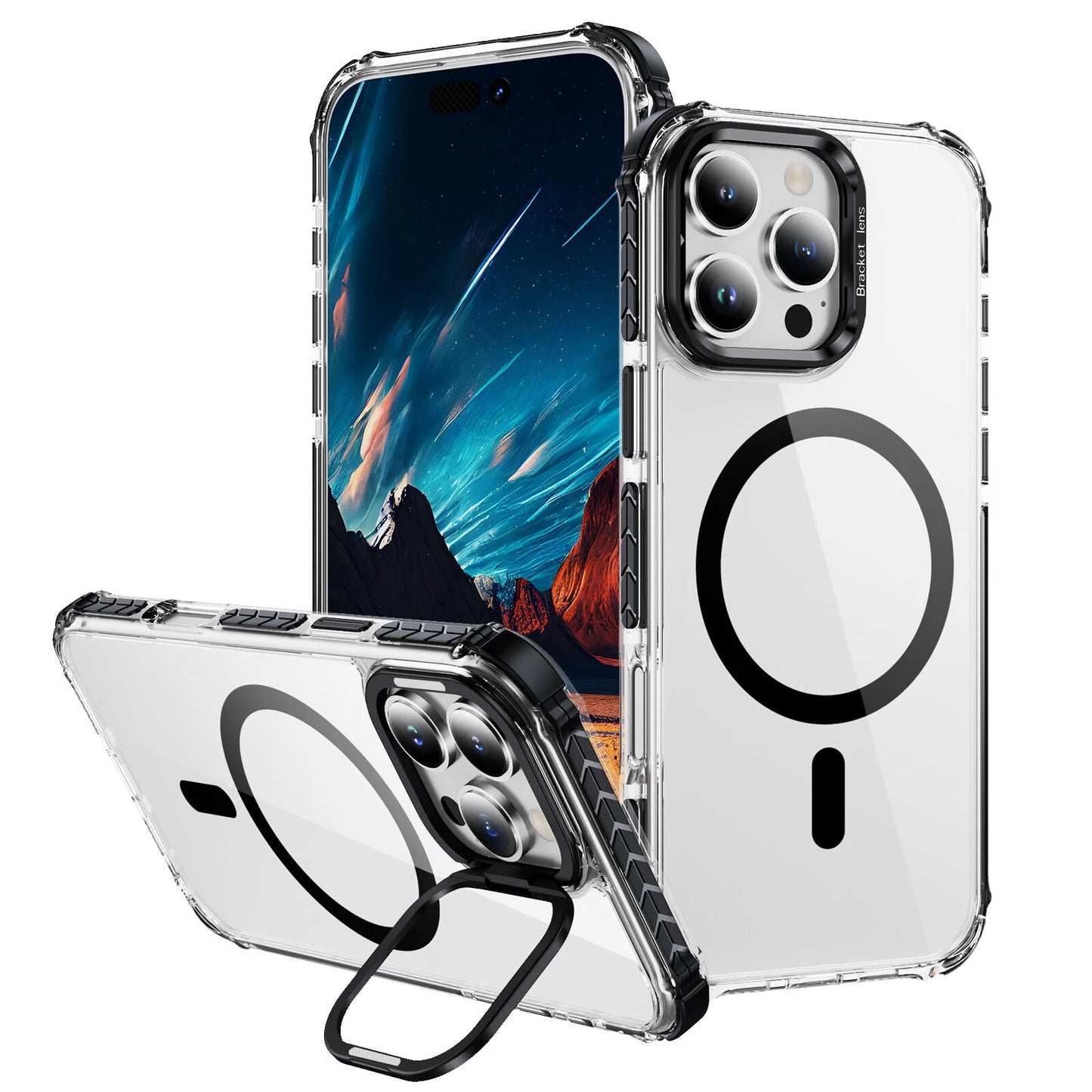 Shockproof Camera Stand Mag Safe Case For iPhone 17 16 15 14 Plus 13 12 Pro Max