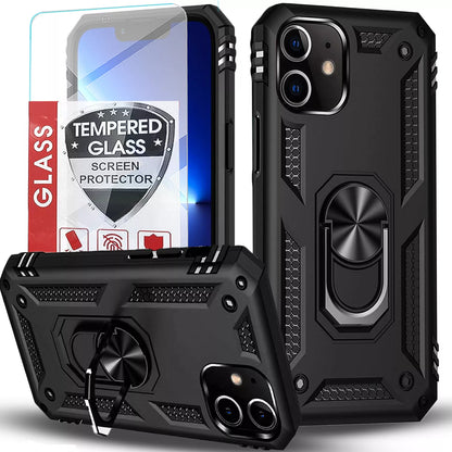 For iPhone 12 Case /12 Pro Max/Mini/ Phone Cover Shockproof Stand + Glass Screen
