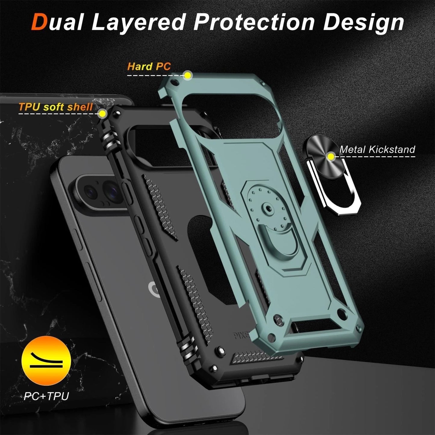 For Google Pixel 9A Case /9 Pro XL/8A/7 Phone Cover Shockproof + Tempered Glass