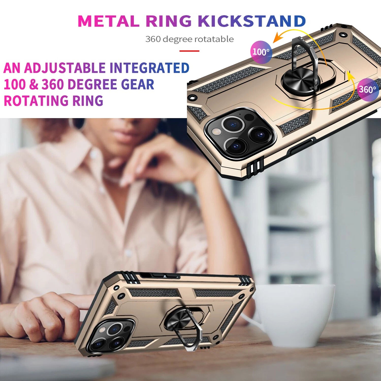 For iPhone 12 Case /12 Pro Max/Mini/ Phone Cover Shockproof Stand + Glass Screen