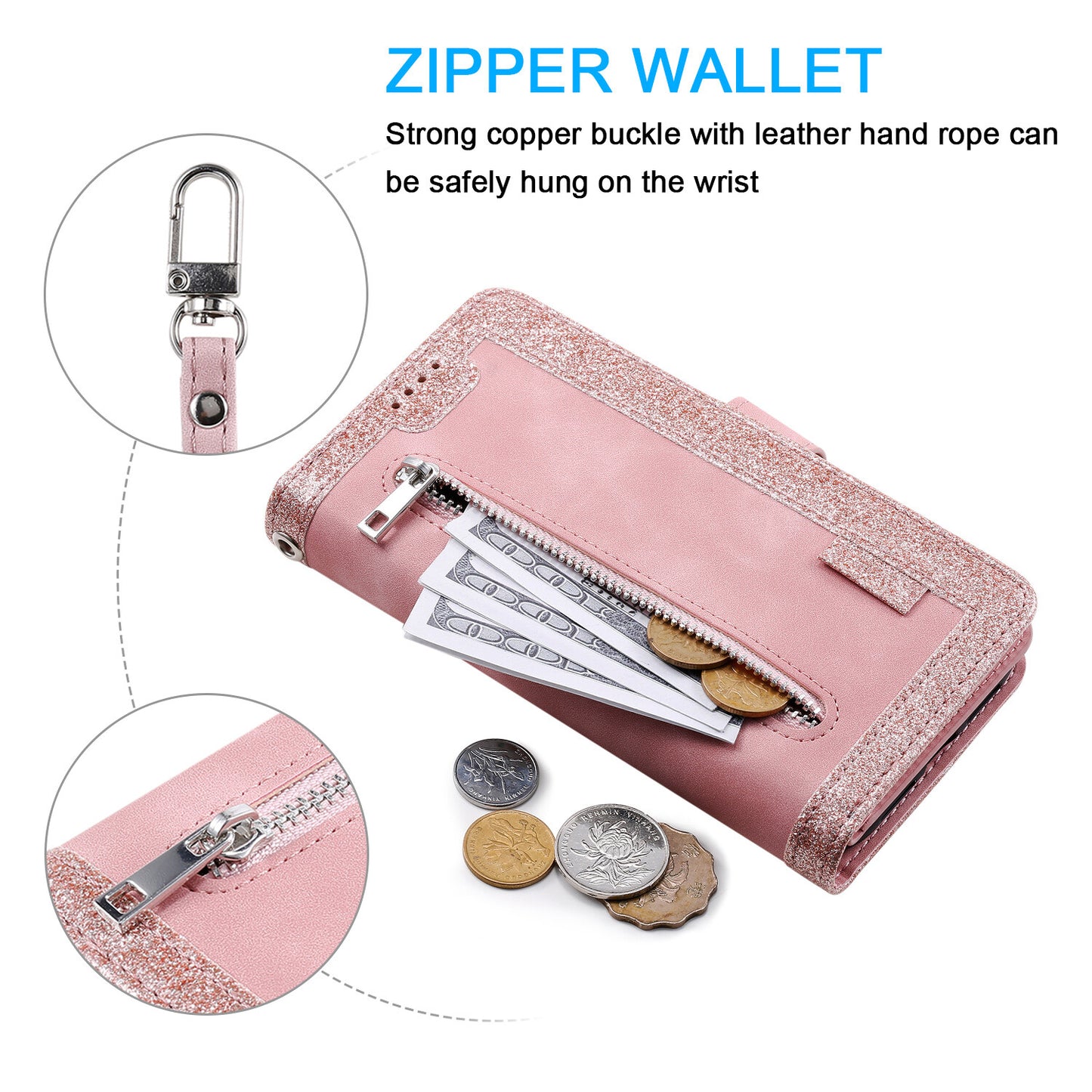 Zipper Leather Wallet Case For Samsung Galaxy S25 S24 S23 S22 Ultra Plus S21 S20