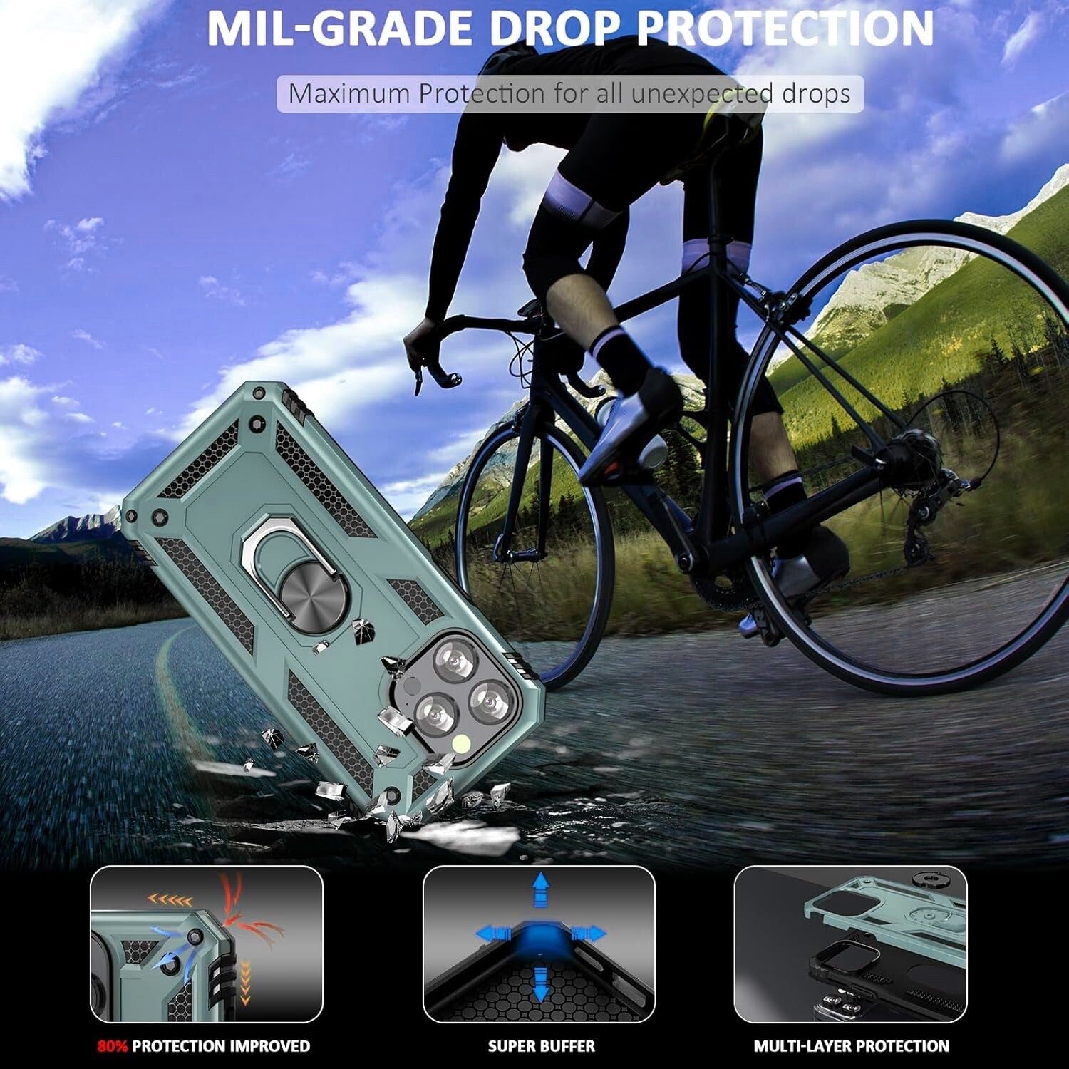 For iPhone 13 Case/13 Pro Max/13 Mini Phone Cover Shockproof + Tempered Glass
