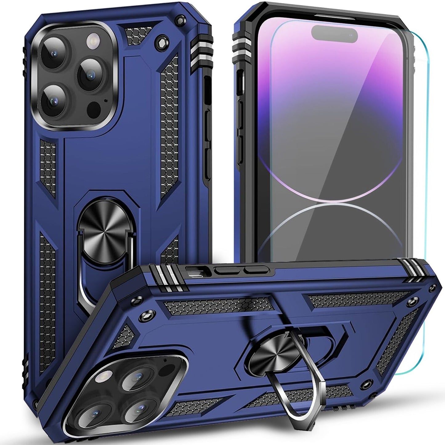 For iPhone 13 Case/13 Pro Max/13 Mini Phone Cover Shockproof + Tempered Glass