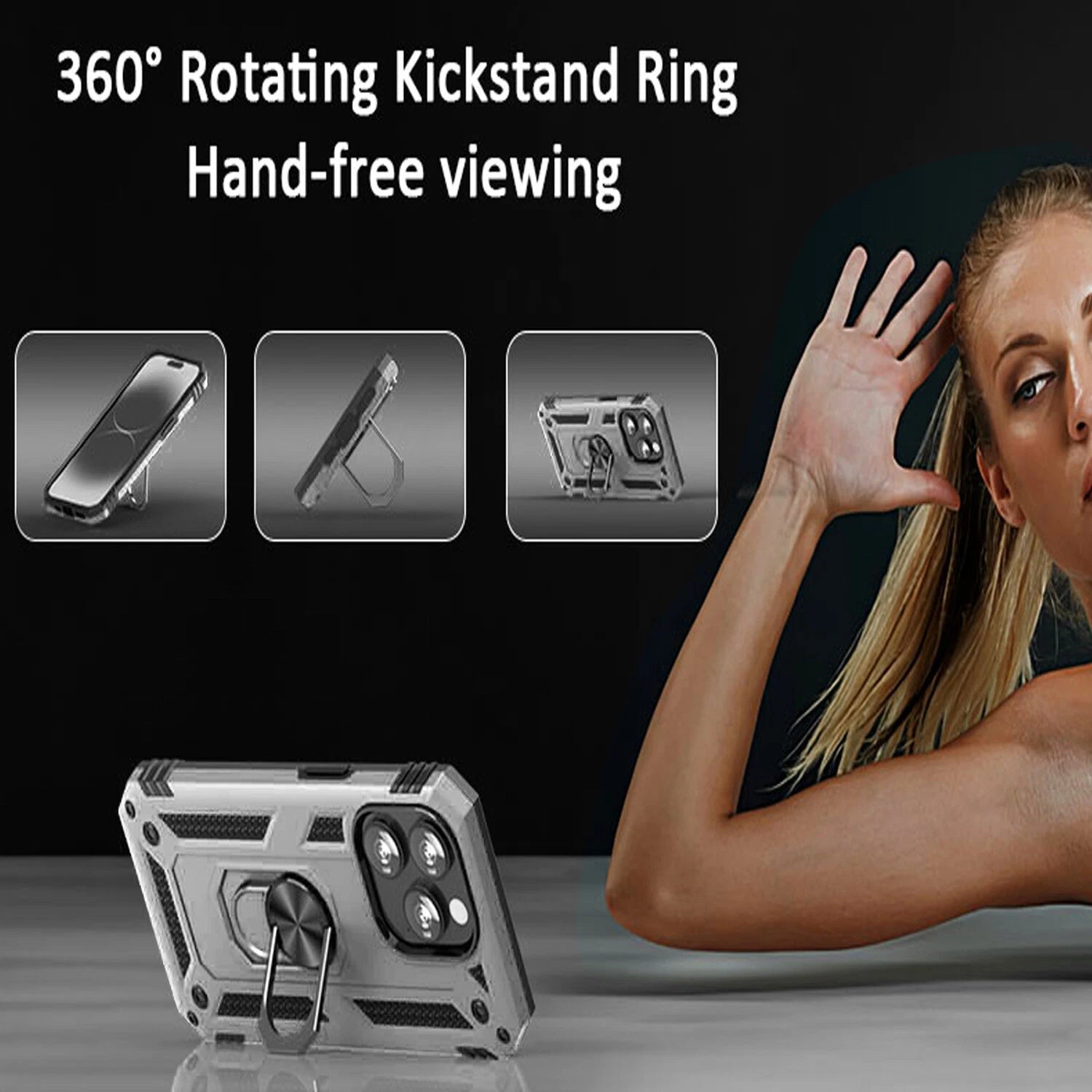 For iPhone 12 Case /12 Pro Max/Mini/ Phone Cover Shockproof Stand + Glass Screen