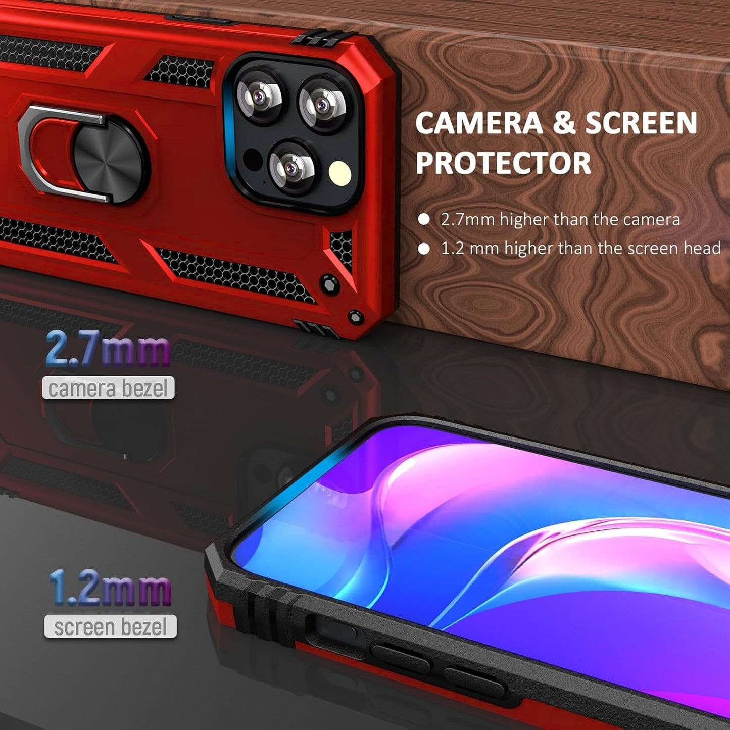 For iPhone 13 Case/13 Pro Max/13 Mini Phone Cover Shockproof + Tempered Glass