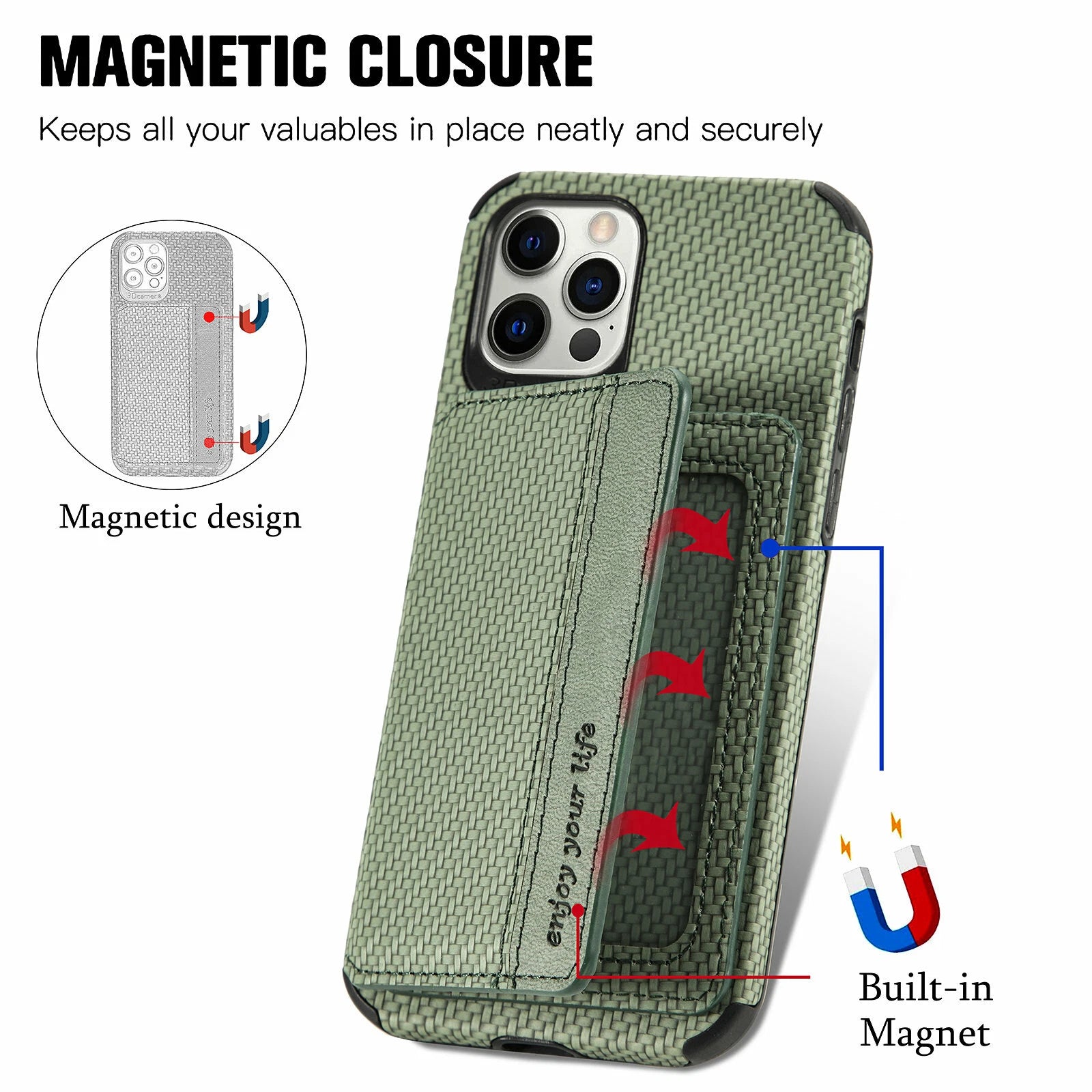 Magnetic Flip Wallet Card Holder Case For iPhone 14 15 16 17 Pro Max 13 12 11 7