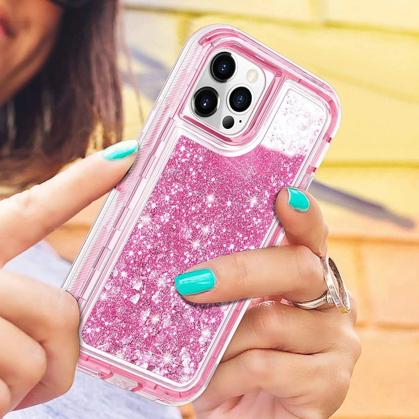 Shockproof Case For iPhone 16 15 14 13 12 11 Pro Max Liquid Glitter Cover