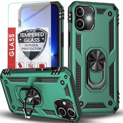 For iPhone 12 Case /12 Pro Max/Mini/ Phone Cover Shockproof Stand + Glass Screen