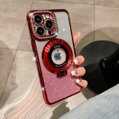 For iPhone 17 16 Pro Max 15 14 13 12 11 Glitter Bling Diamond Mag Safe Ring Case