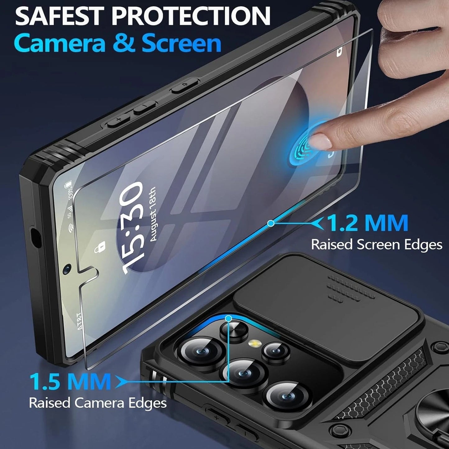 For Samsung Galaxy S25 Ultra Case S25 Plus Phone Cover + Tempered Glass Screen