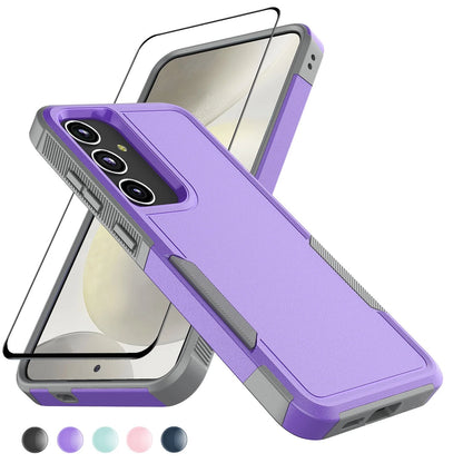 Samsung Galaxy S25, S25 Plus, S25 Ultra Shockproof Case and 9H Tempered Glass Screen Protector Bundle