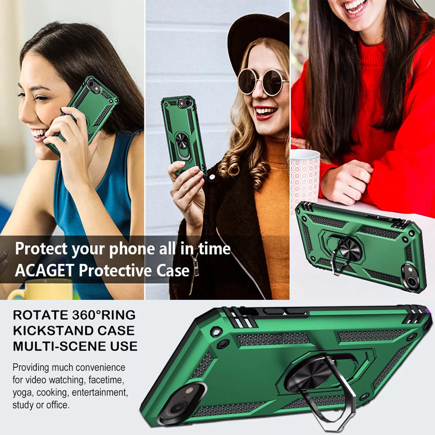 For iPhone SE Case /8/7/Plus/6S/SE 2020/Phone Cover Shockproof + Tempered Glass