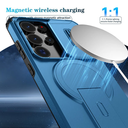 For Samsung Galaxy S25FE S24 S25 Ultra Shockproof Mag Safe Stand Slide Lens Case