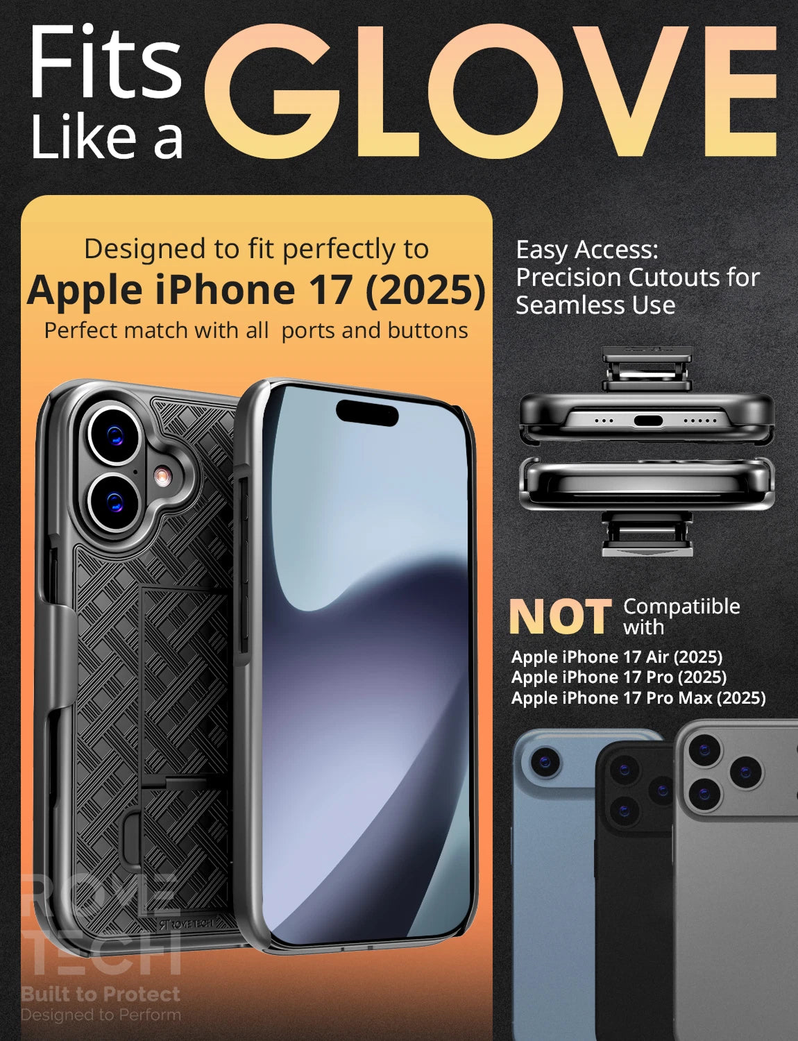Heavy-Duty Holster Belt Clip Case for iPhone 17 Pro Max, 17 Pro & 17 Air - Rugged Protection with Built-in Kickstand