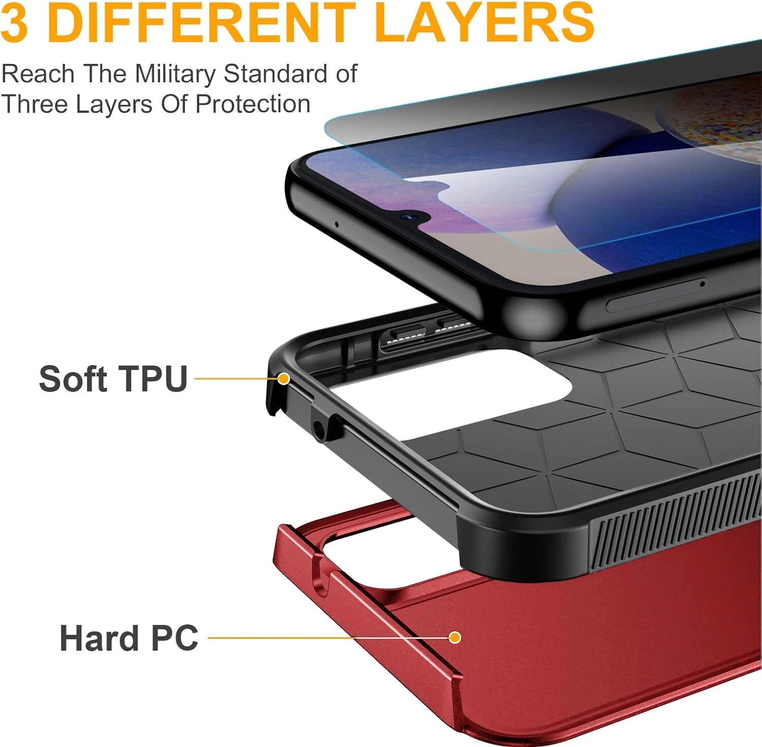 For Samsung Galaxy A16 5G A15 A14 A54 Case Phone Cover Shockproof +Screen Glass