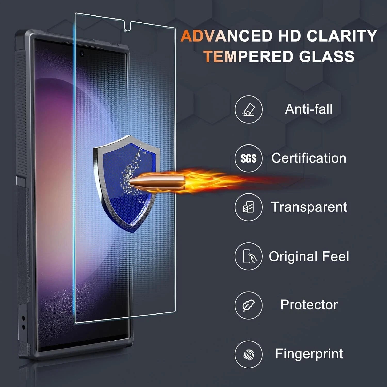 For Samsung Galaxy S25 Ultra S24 S23 FE Case Shockproof Phone Cover+Glass Screen