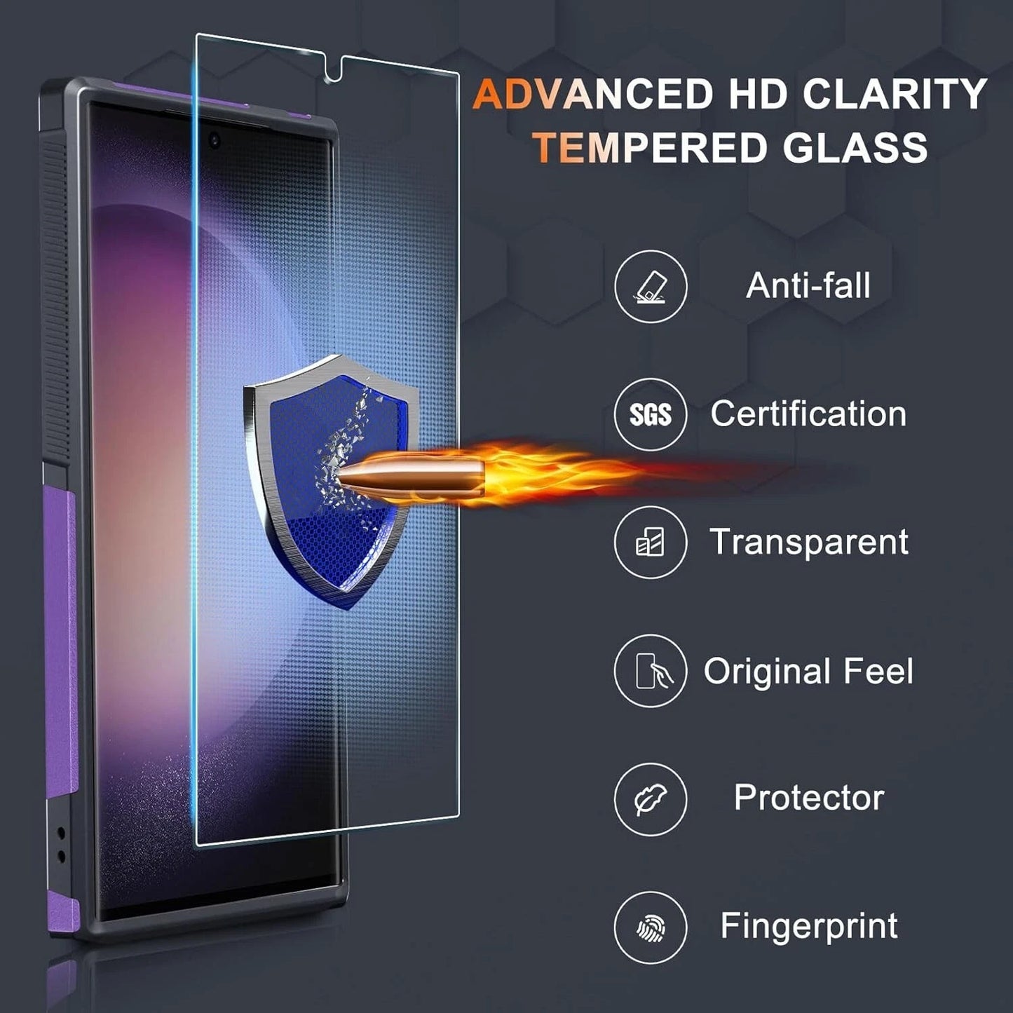 For Samsung Galaxy S25 Ultra S24 S23 FE Case Shockproof Phone Cover+Glass Screen