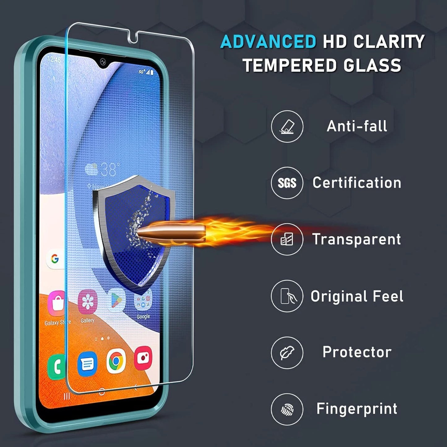 For Samsung Galaxy A16 A15 5G A14 A54 A03S A13 A32 A33 Case Phone Cover + Glass