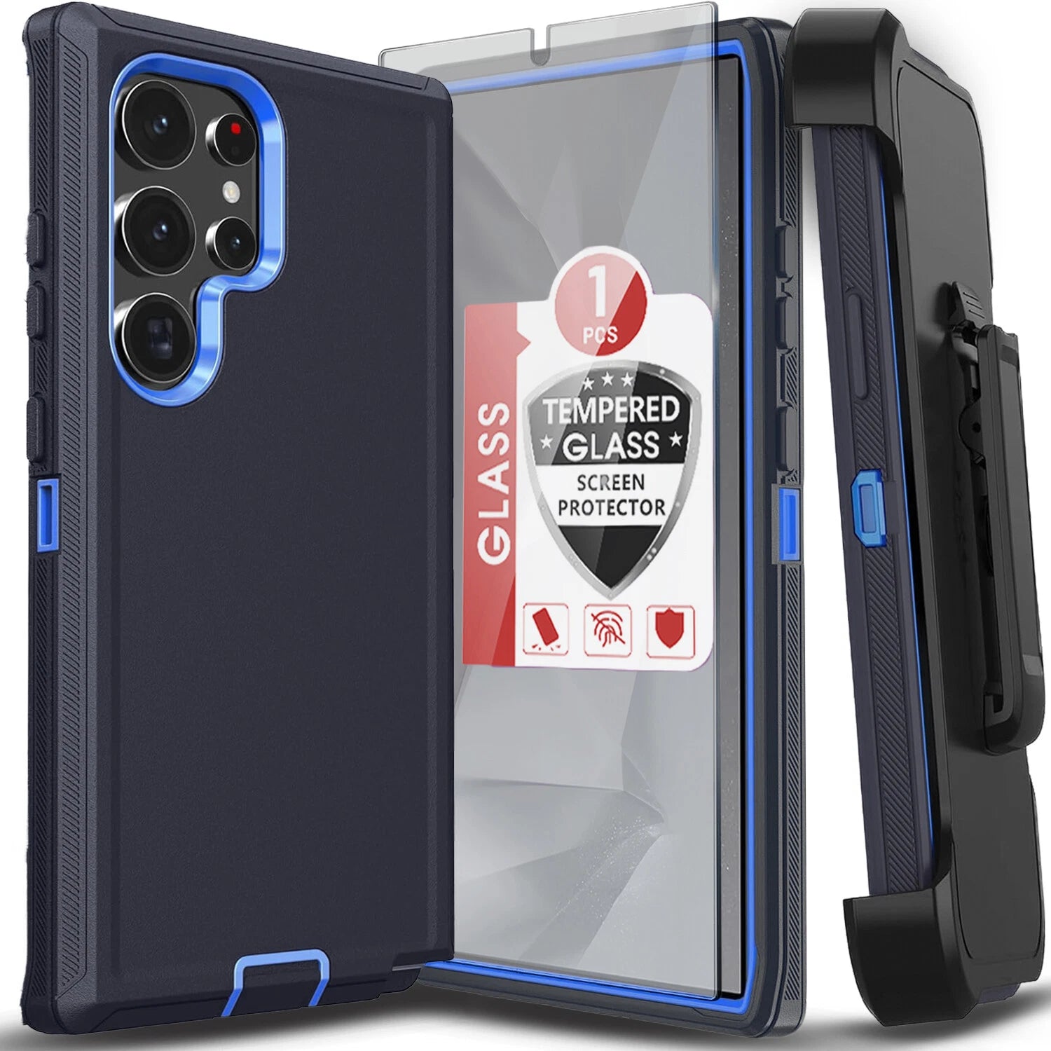 For Samsung Galaxy S25 Ultra S24 S23 S22 S20 FE Case Phone Cover + Screen Glass