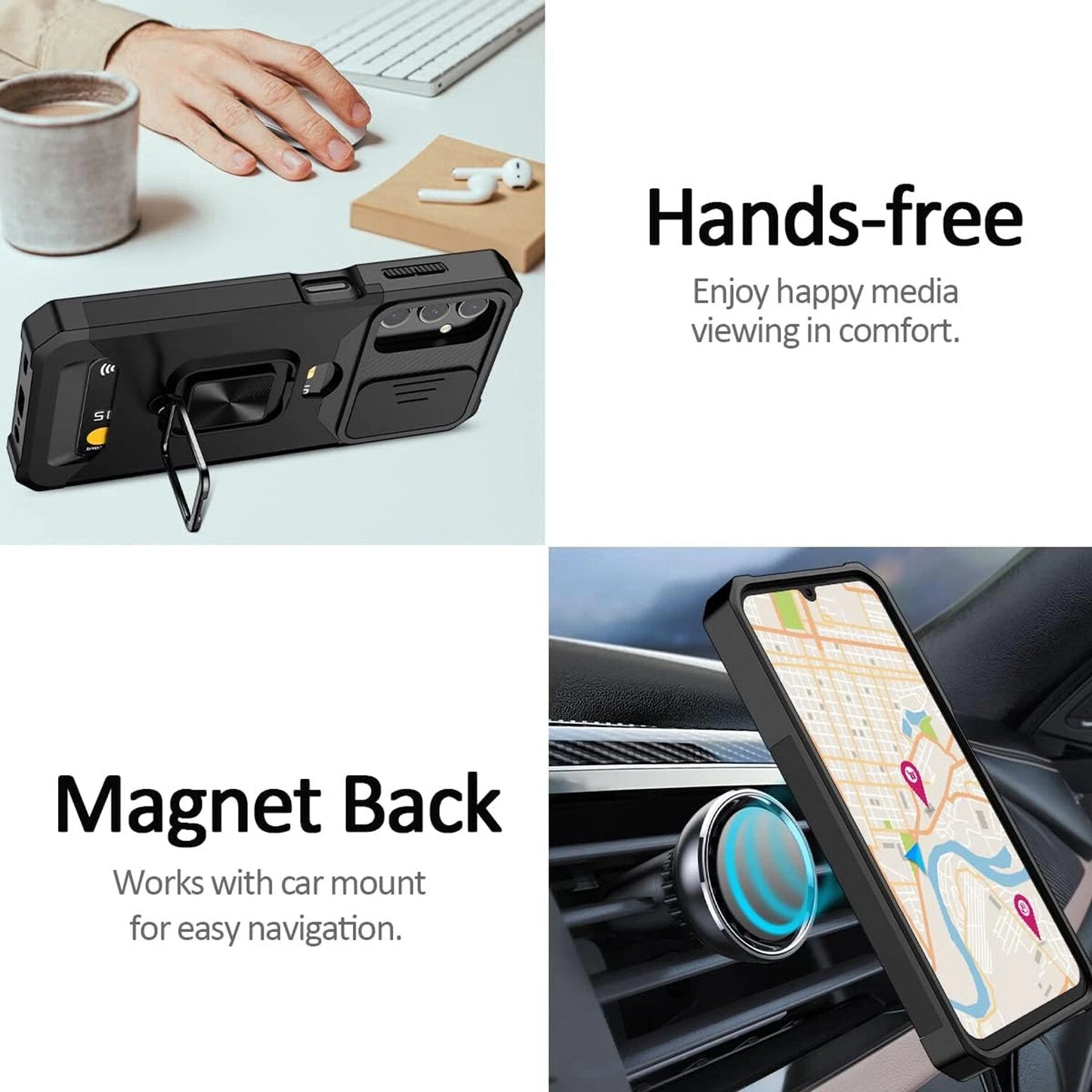 For Samsung Galaxy A16 5G A14 A54 A03S A35 Case Phone Cover + Tempered Glass