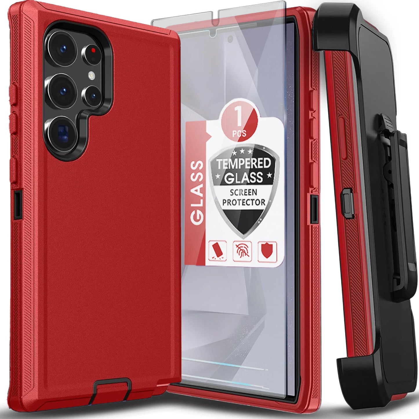 For Samsung Galaxy S25 Ultra S24 S23 S22 S20 FE Case Phone Cover + Screen Glass
