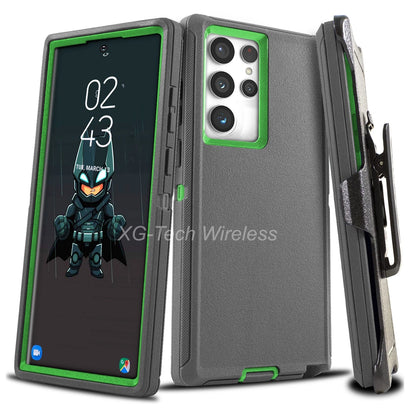 Heavy Duty Shockproof Case For Samsung Galaxy S25 S24 S23 S22+ Ultra + Belt Clip