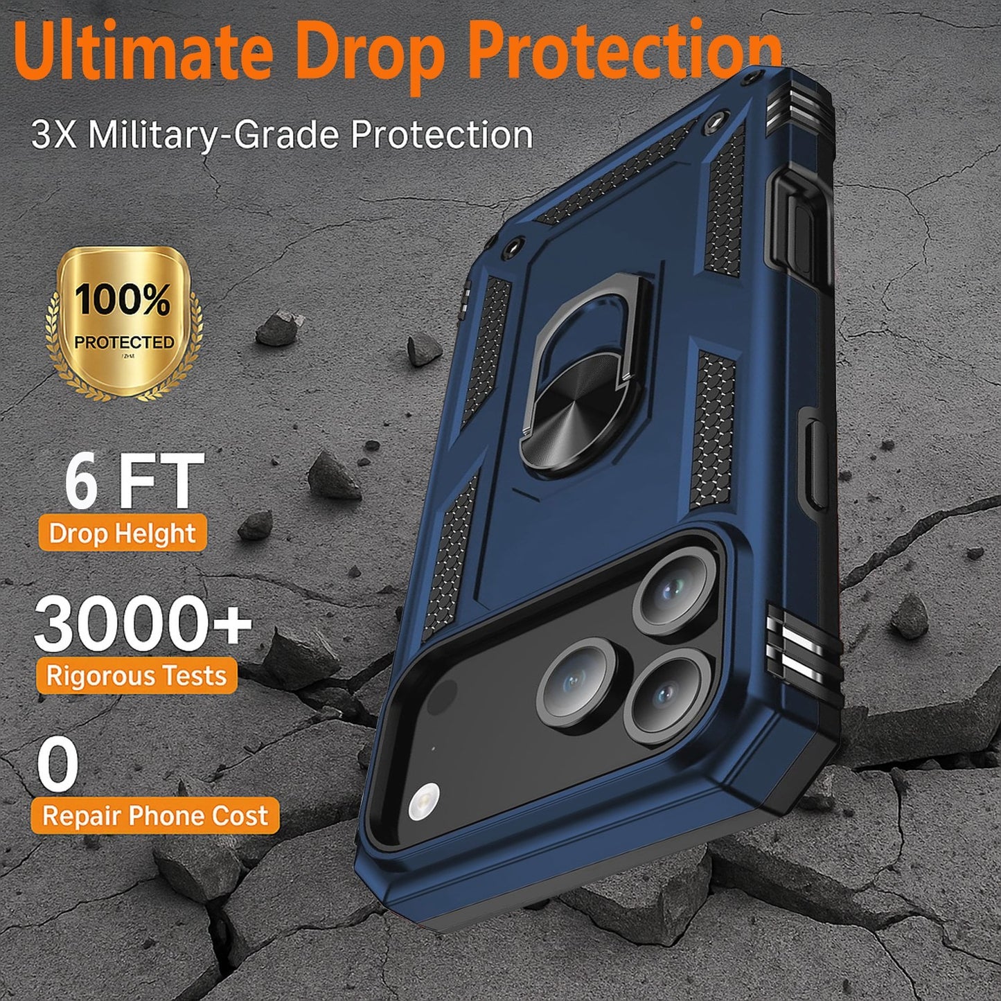 For iPhone 17 Pro Max Case Air 16 Phone Cover Shockproof Rugged +Tempered Glass