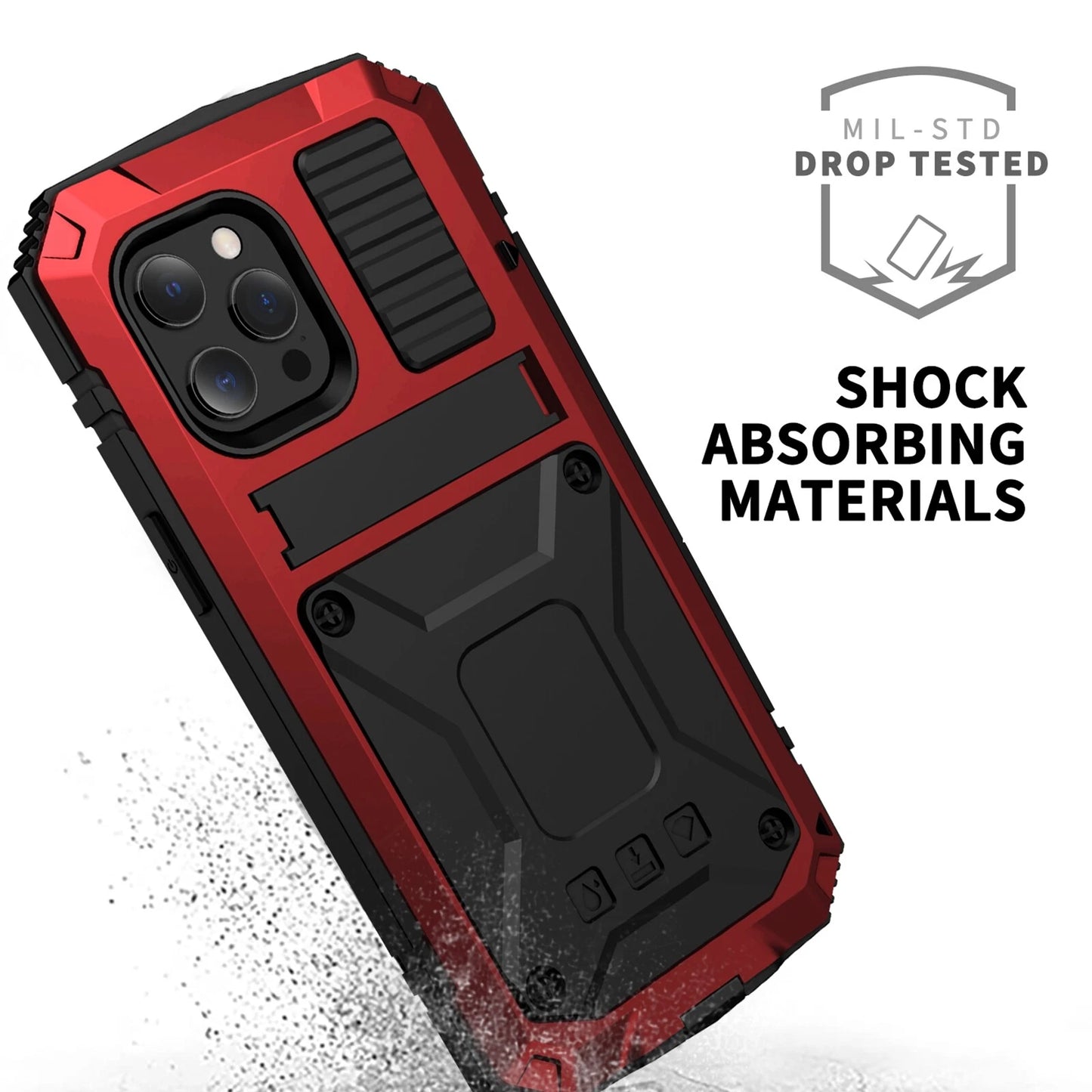 Heavy Duty Armor Metal Screen Glass Stand Case for iPhone 17 Pro Max 16 15 14 13