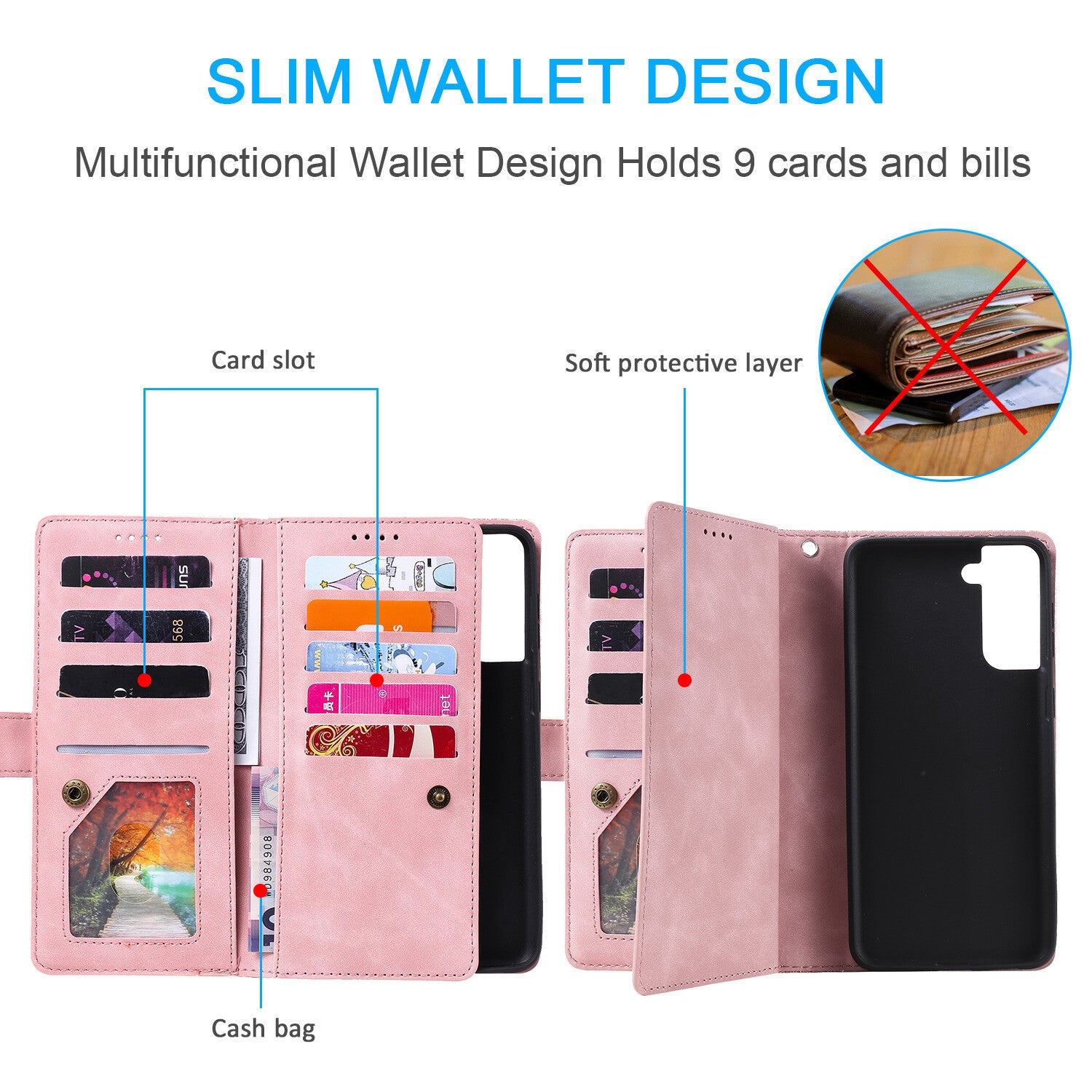 Zipper Leather Wallet Case For Samsung Galaxy S25 S24 S23 S22 Ultra Plus S21 S20