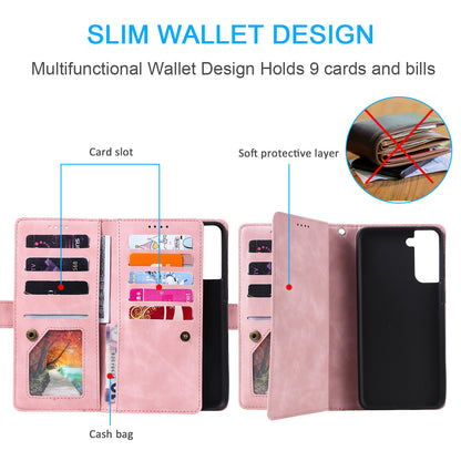 Zipper Leather Wallet Case For Samsung Galaxy S25 S24 S23 S22 Ultra Plus S21 S20