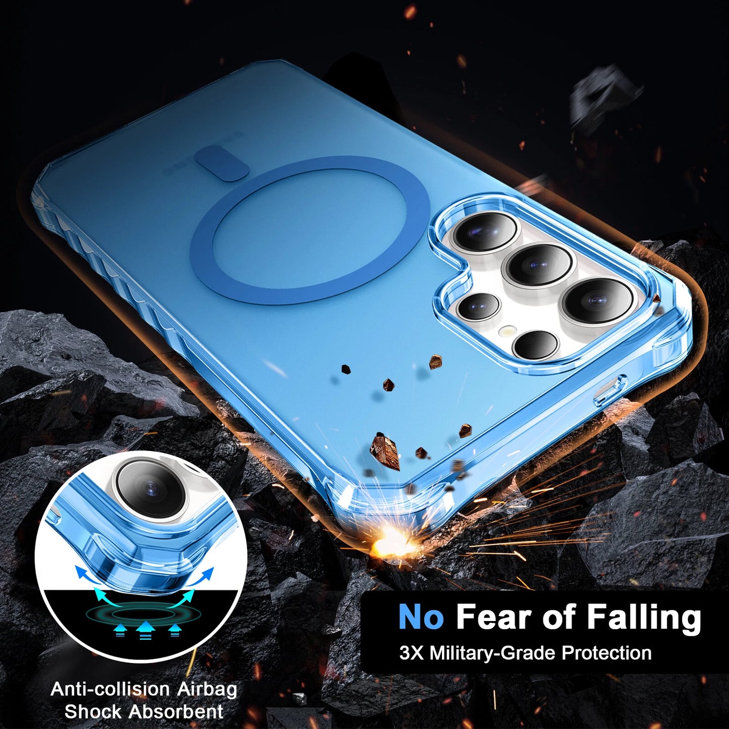 For Samsung Galaxy S25 Ultra S24+ Shockproof Matte TPU+PC Case Mag Safe Cover