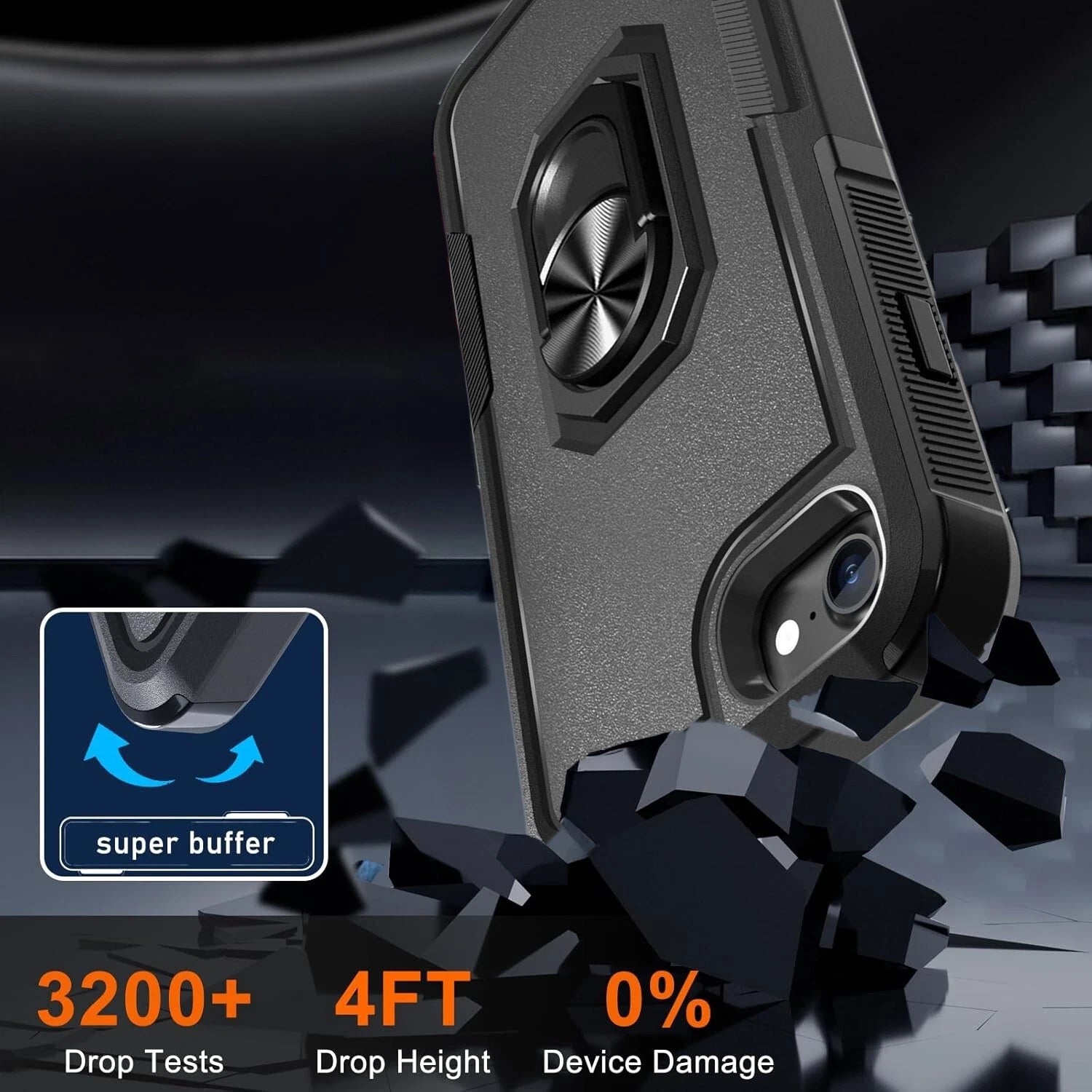 For iPhone 7 8 Plus SE 2nd 3rd Case Shockproof Phone Cover + Tempered Glass