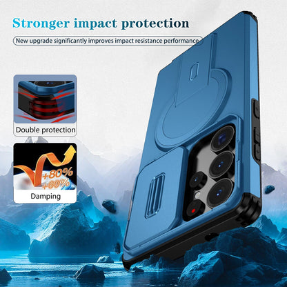 For Samsung Galaxy S25FE S24 S25 Ultra Shockproof Mag Safe Stand Slide Lens Case
