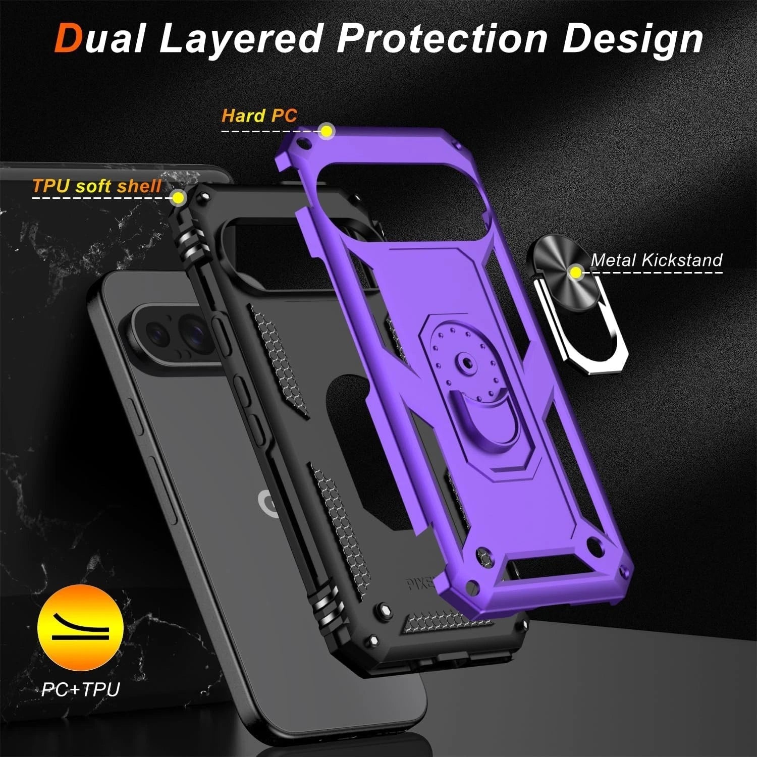 For Google Pixel 9A Case /9 Pro XL/8A/7 Phone Cover Shockproof + Tempered Glass