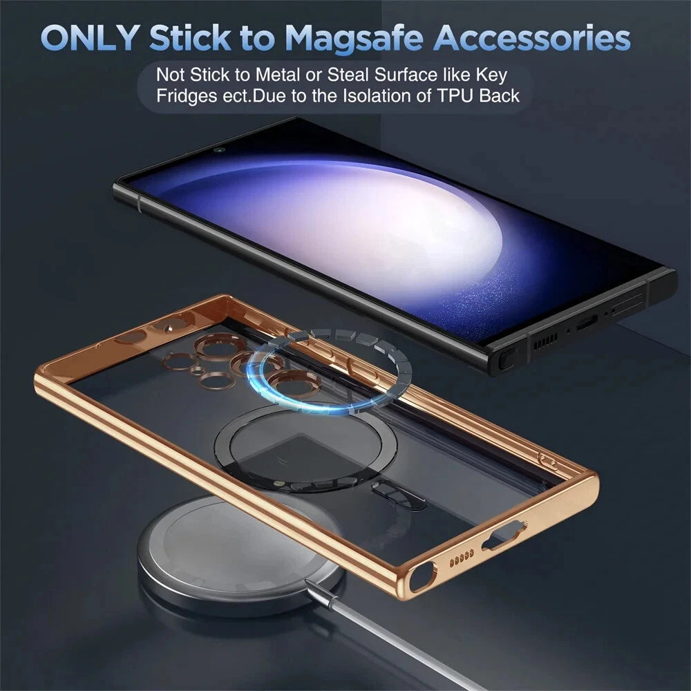 For Samsung Galaxy S25 S24 Ultra Edge Plus Clear Case Magnetic Mag Safe Cover