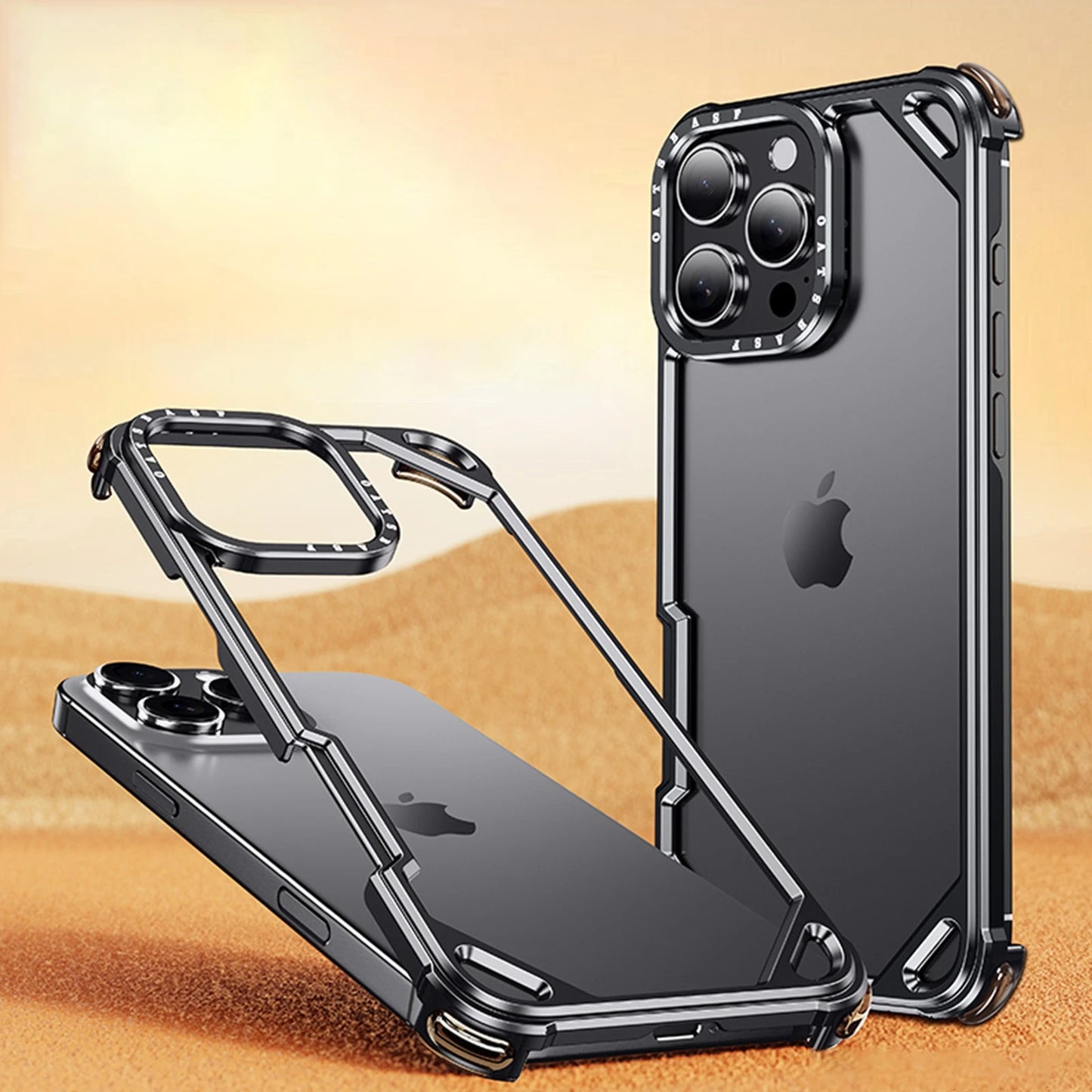 For iPhone 17 Pro Max Air 16 15 Pro Slim Metal Bumper Minimalist Protection Case