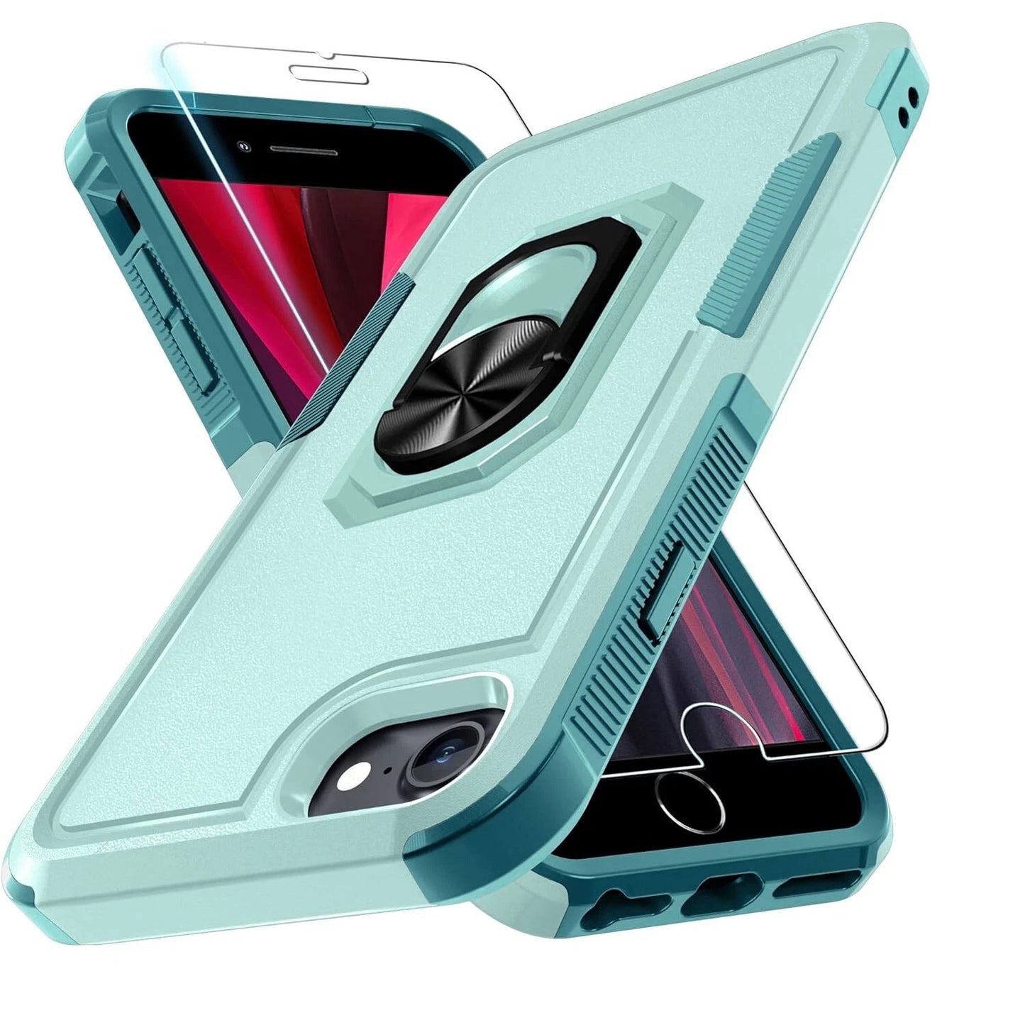 For iPhone 7 8 Plus SE 2nd 3rd Case Shockproof Phone Cover + Tempered Glass
