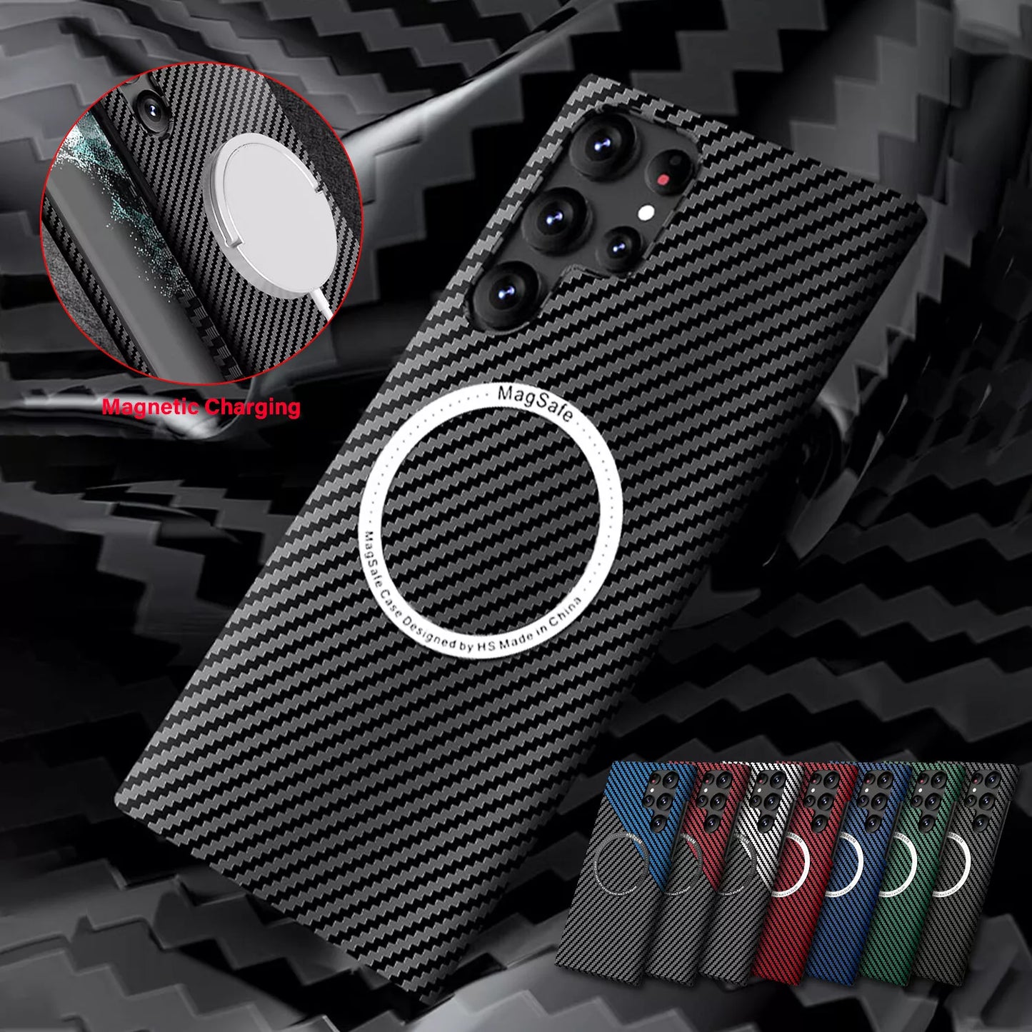 For Samsung Galaxy S25 Ultra S24 S23S22 MagSafe Case Magnetic Carbon Fiber Cover