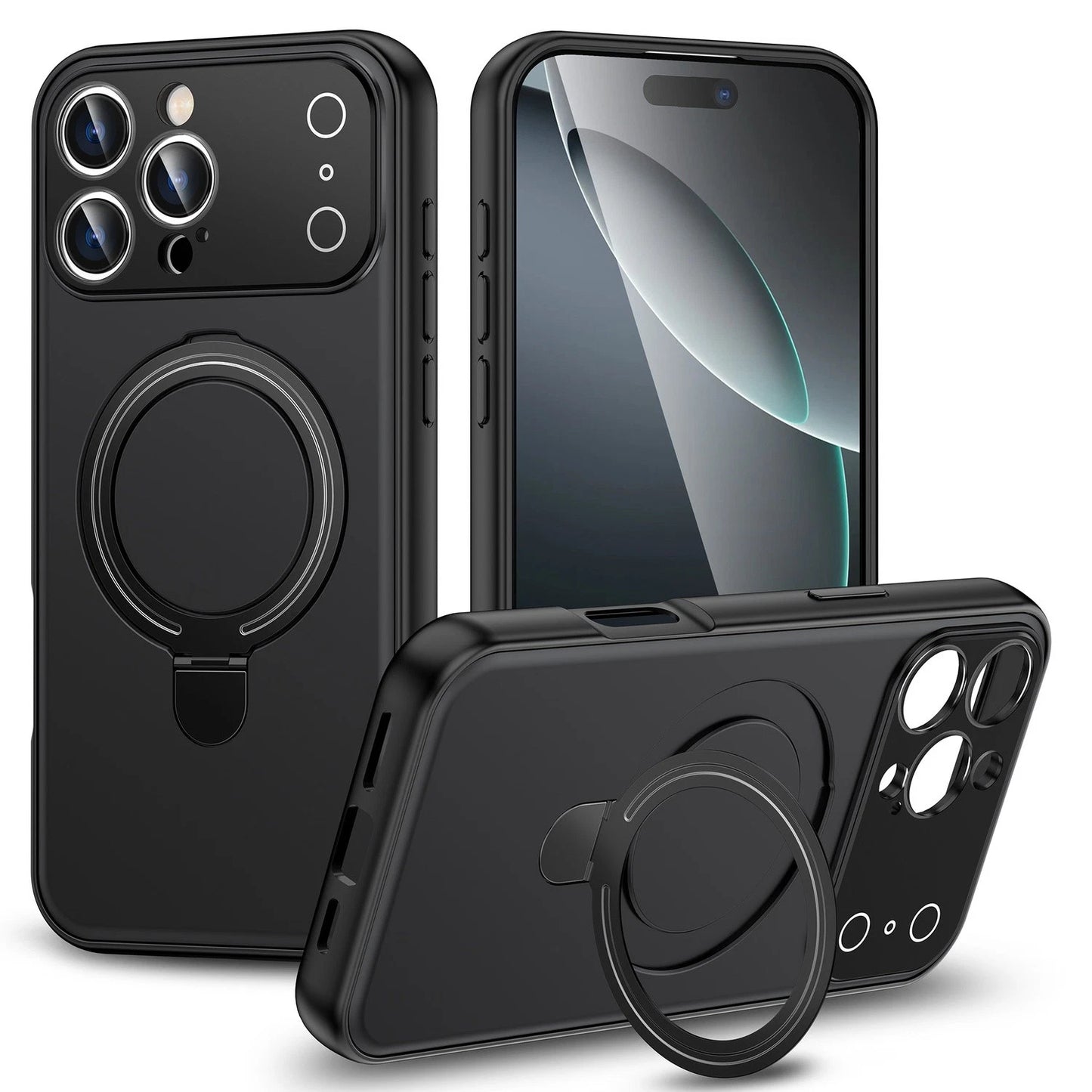 For iPhone 17 Pro Max Air 16 15 14 13 Pro Shockproof Ring Stand Mag Safe Case