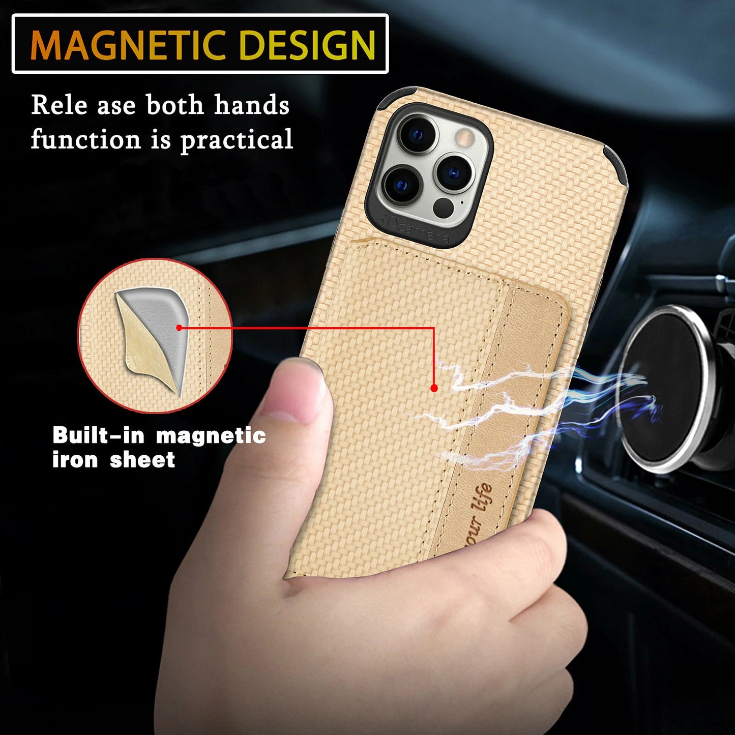 Magnetic Flip Wallet Case for iPhone 17 16 15 14 13 12 11 Pro Max - Slim Card Holder Leather Cover