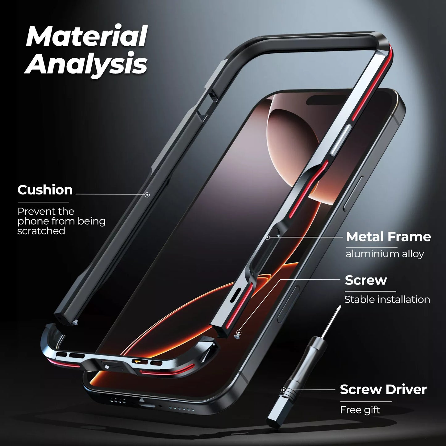 For iPhone 17 Pro Max 16e 16 15 14 13 12 Shockproof Metal Aluminum Bumper Case