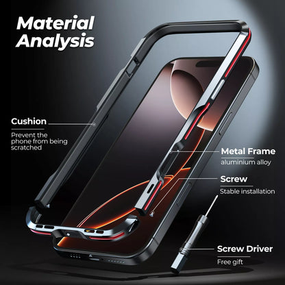 For iPhone 17 Pro Max 16e 16 15 14 13 12 Shockproof Metal Aluminum Bumper Case