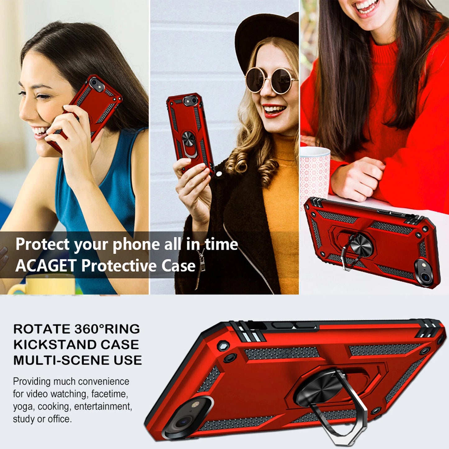 For iPhone SE Case /8/7/Plus/6S/SE 2020/Phone Cover Shockproof + Tempered Glass