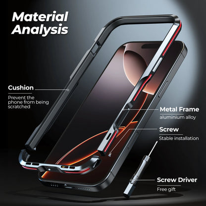 For iPhone 17 Pro Max 16e 16 15 14 13 12 Shockproof Metal Aluminum Bumper Case