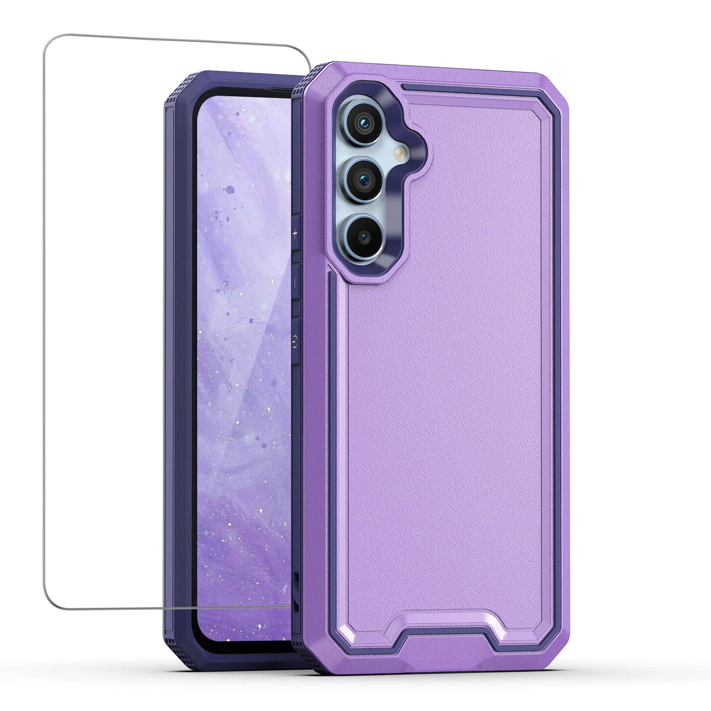 For Samsung Galaxy A16 A14 A15 A54 5G Phone Case PC+TPU Cover +Tempered Glass