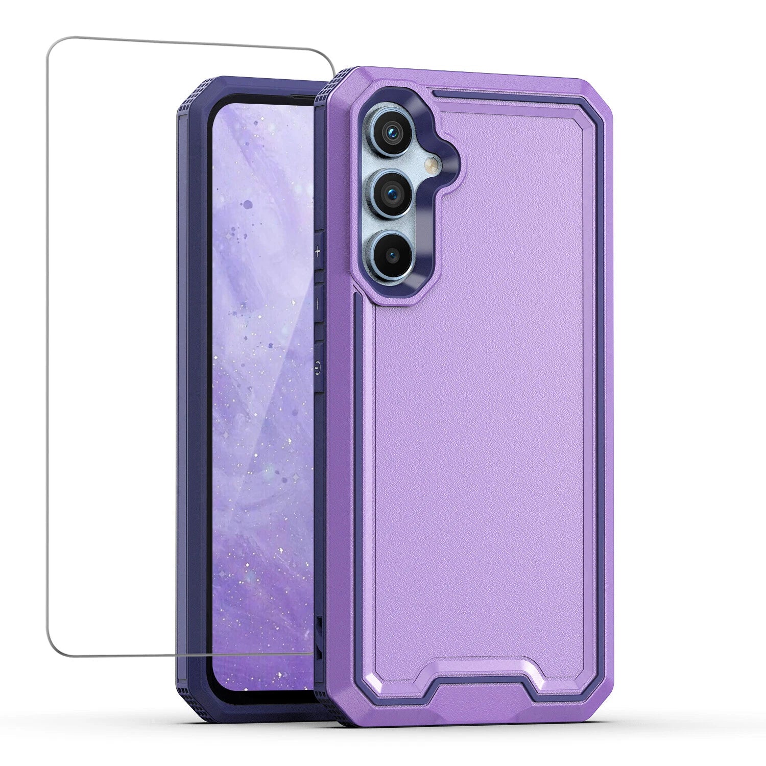 For Samsung Galaxy A16 A14 A15 A54 5G Phone Case PC+TPU Cover +Tempered Glass