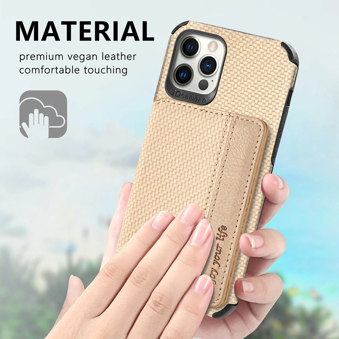 Magnetic Flip Wallet Case for iPhone 16 15 14 13 12 11 Pro Max - Slim Leather Card Holder Cover