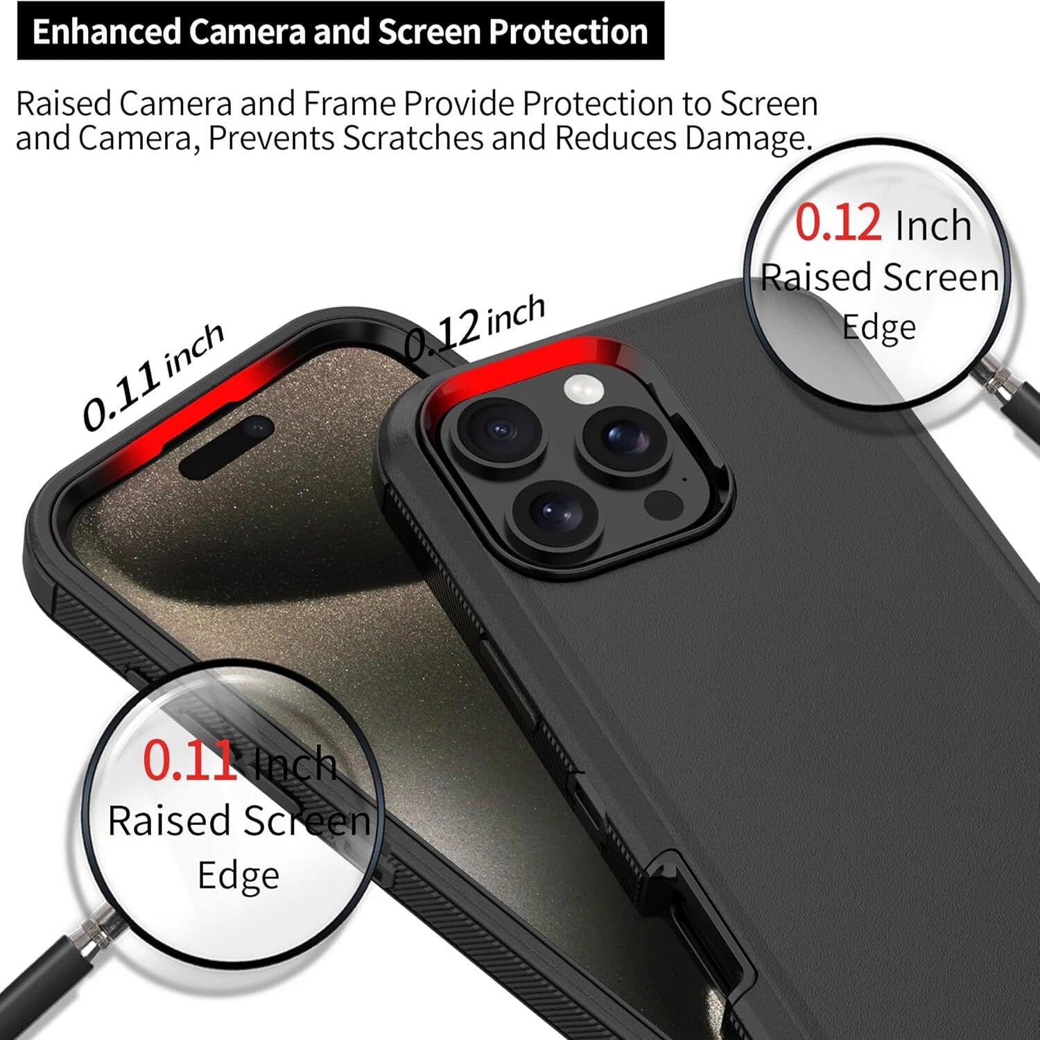 For iPhone 16 Pro Max Case 15 14 13 Phone Cover Shockproof Holster Screen Glass